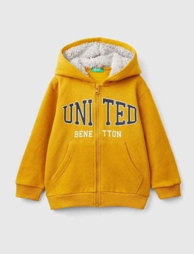 Benetton Erkek Bebek Benetton Baskı Şardonlu Fermuarl Ceket HARDAL