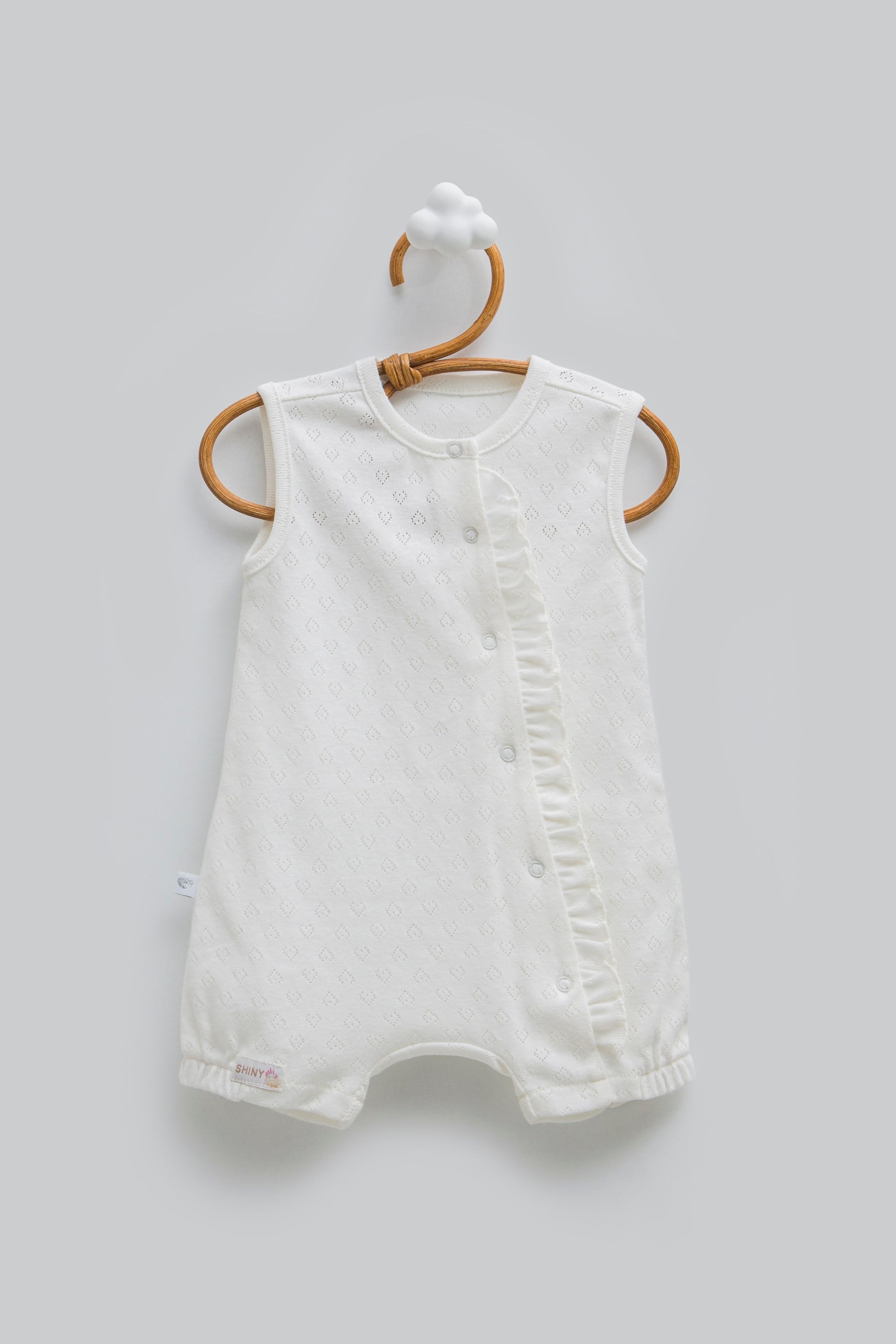 Caramell Kız Bebek Rahat Kumaş Askılı Şortlu Tulum 0-9 Ay EKRU