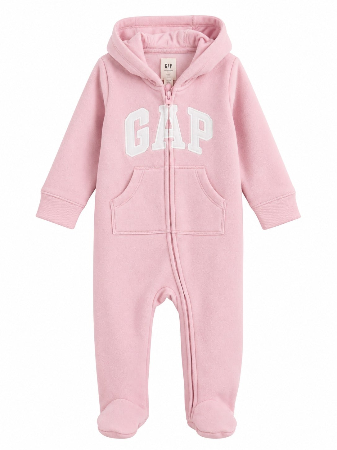 Gap Logo Kulak Aplikeli Fermuarlı Fleece Tulum PEMBE