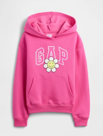 Gap Kız Çocuk Karma Baskı Cepli Şardonlu Sweatshirt 4-16 Yaş FUŞYA