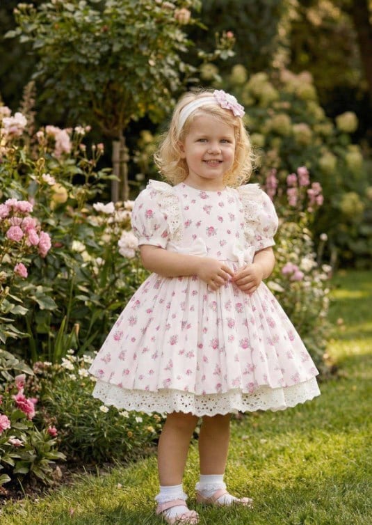 KIZ BEBEK 36357PR KISA KOLLU GÜÜPÜRLÜ ELBİSE