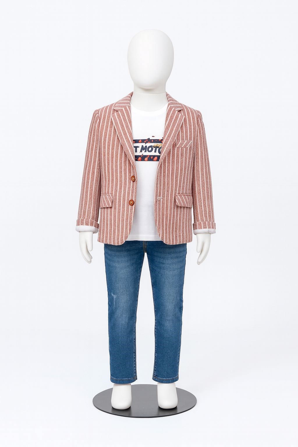 Lemon Erkek Çocuk Çizgili Blazer Takım 5-8 Yaş KİREMİT