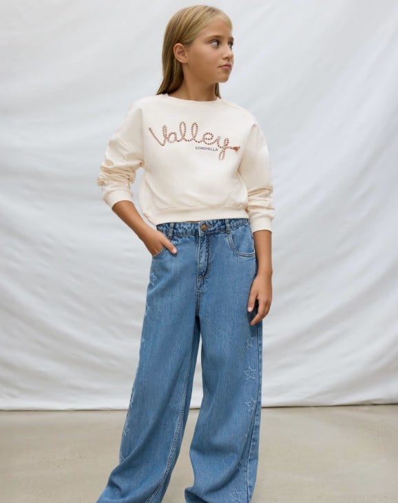 Mayoral Kız Çocuk Yıldız Detaylı Denim Pantolon 8-18 Yaş MAVİ