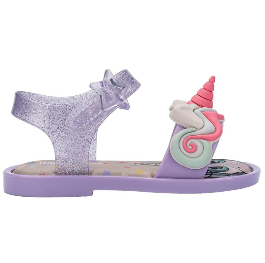 Mini Melissa Kız Çocuk Unicorn Baskı Bantlı Sandalet 22-30 LİLA
