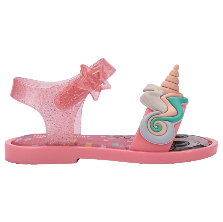 Mini Melissa Kız Çocuk Unicorn Baskı Bantlı Sandalet 22-30 PEMBE