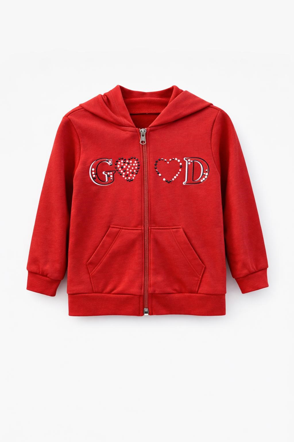 Peri Masalı Kız Çocuk Good Baskı Kapşonlu Ceket 1-4 Yaş MÜRDÜM