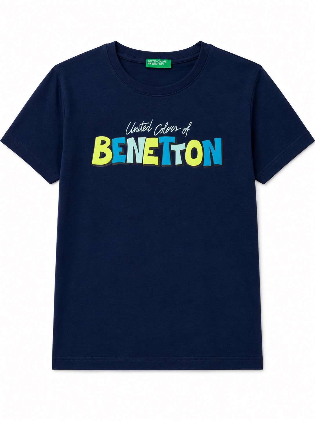 United Colors of Benetton Erkek Bebek Beyaz Grafik Bisiklet Baskılı Kısa Kollu T-Shirt 1-5 Yaş LACİVERT