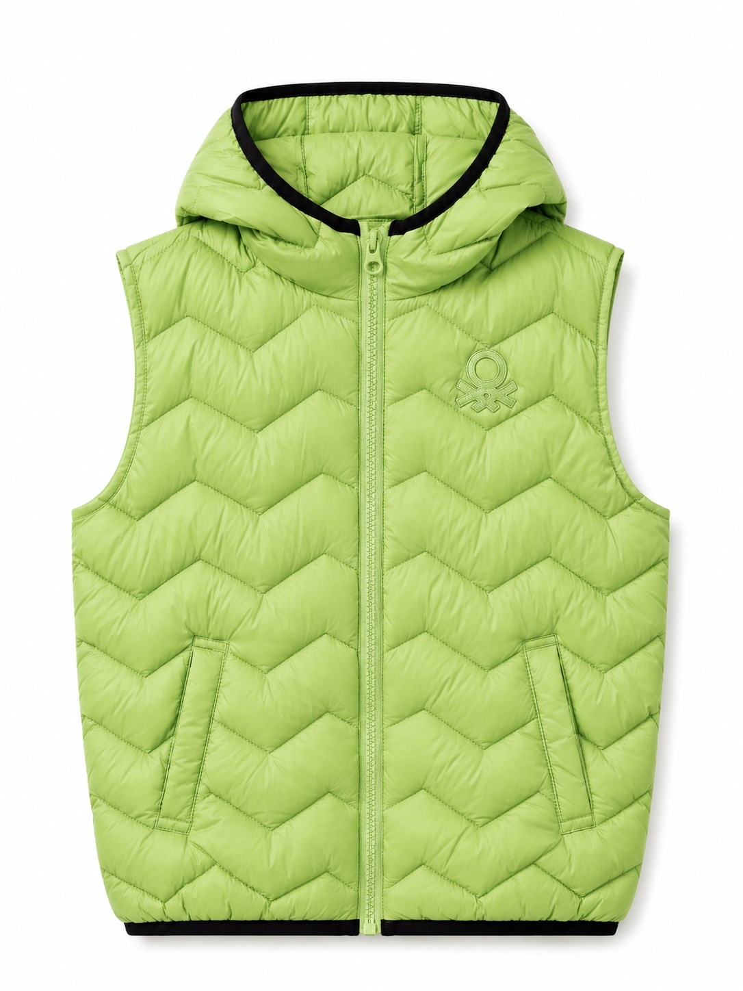 United Colors of Benetton Erkek Çocuk Logo Detaylı Kapüşonlu Şişme Yelek 1-6 Yaş AÇIK YEŞİL