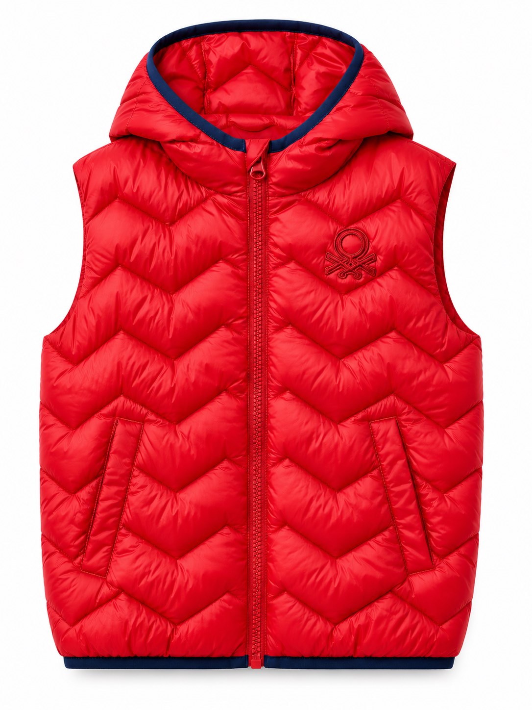 United Colors of Benetton Erkek Çocuk Logo Detaylı Kapüşonlu Şişme Yelek 1-6 Yaş KIRMIZI