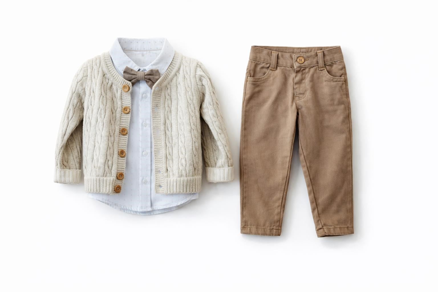 Wofimkids Erkek Çocuk Örgü Hırkalı 4lü Takım BEJ
