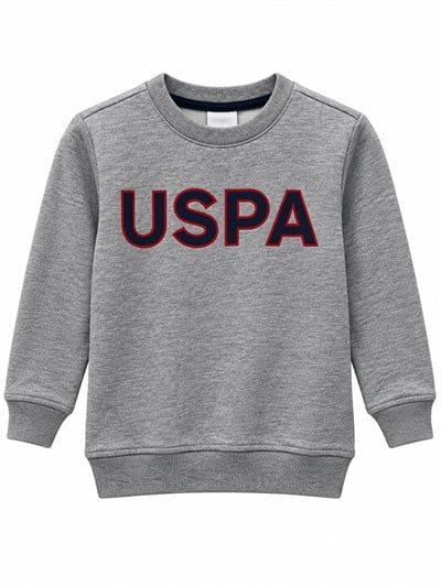 U.S. Polo Assn. Erkek Çocuk Bisiklet Yaka Önü Baskılı Sweatshirt GRİ MELANJ