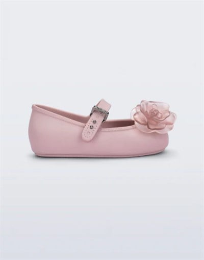 Mini Melissa Kız Çocuk Çiçek Kabartmalı Kokulu Bantlı Babet 22-30 PEMBE