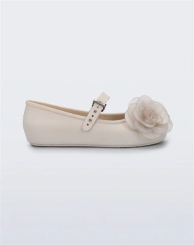 Mini Melissa Kız Çocuk Çiçek Kabartmalı Kokulu Bantlı Babet 31-35 BEJ