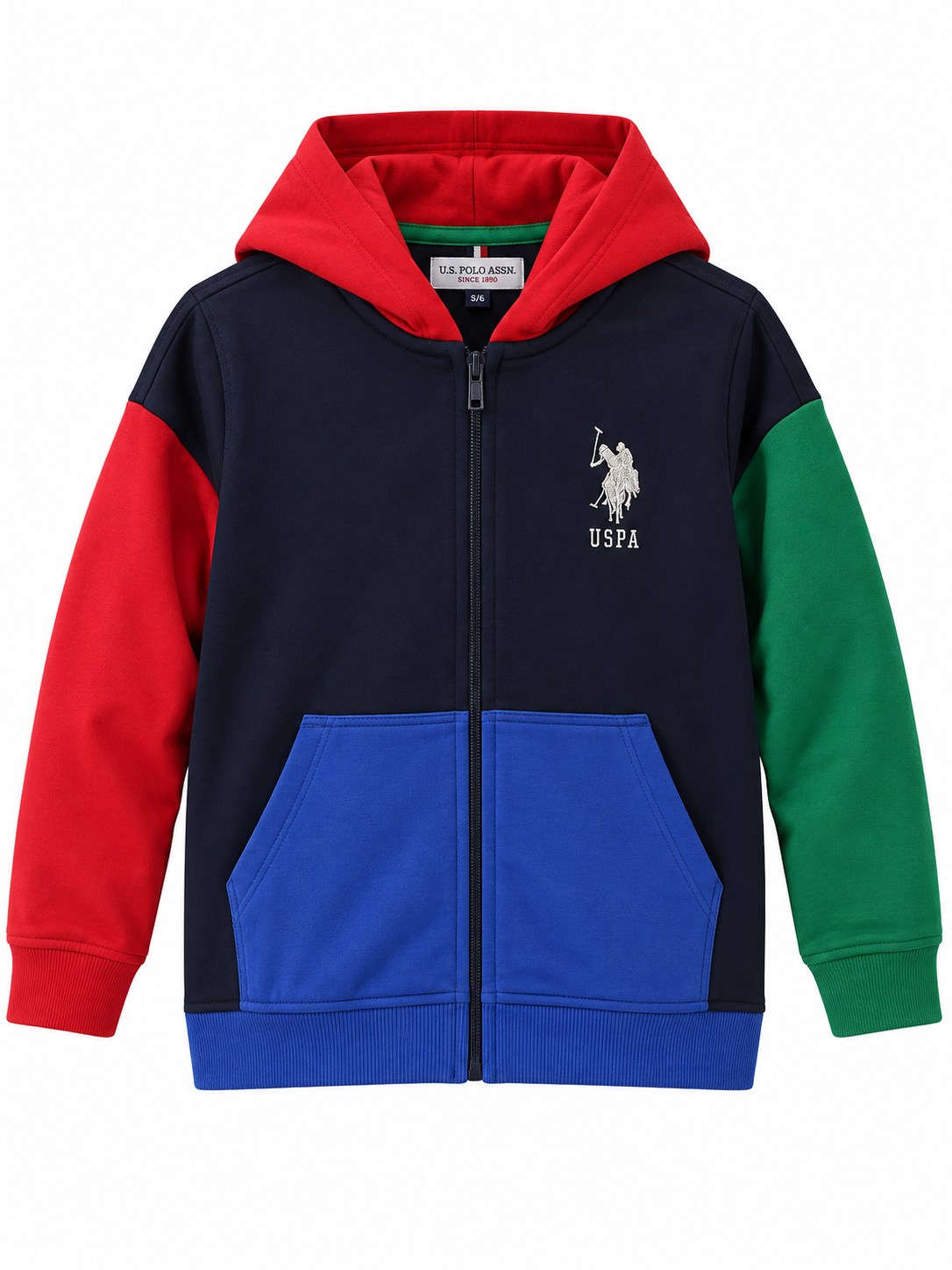 U.S. Polo Assn. Erkek Çocuk Çok Renkli Fermuarlı Kapüşonlu Sweatshirt LACİVERT