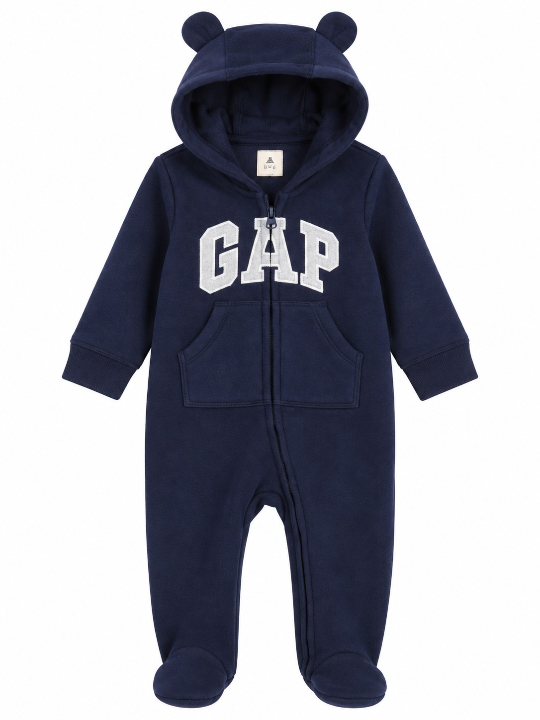 Gap Logo Kulak Aplikeli Fermuarlı Fleece Bebek Tulumu LACİVERT