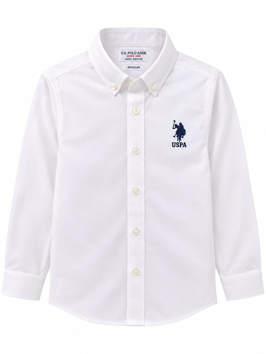 U.S. Polo Assn. Logo Nakışlı Erkek Çocuk Uzun Kollu Oxford Gömlek 3-14 Yaş BEYAZ