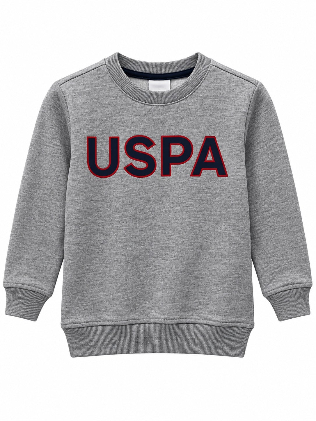 U.S. Polo Assn. Erkek Çocuk Bisiklet Yaka Önü Baskılı Sweatshirt GRİ MELANJ