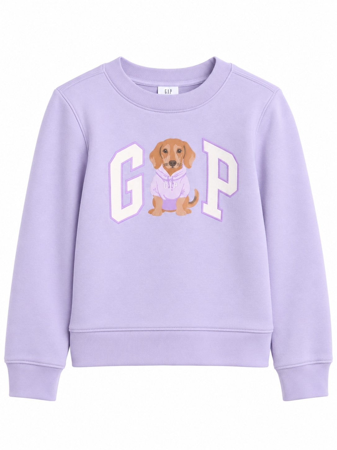 GAP Kids Kız Çocuk Köpek Desenli Logolu Lila Sweatshirt ORKİDE