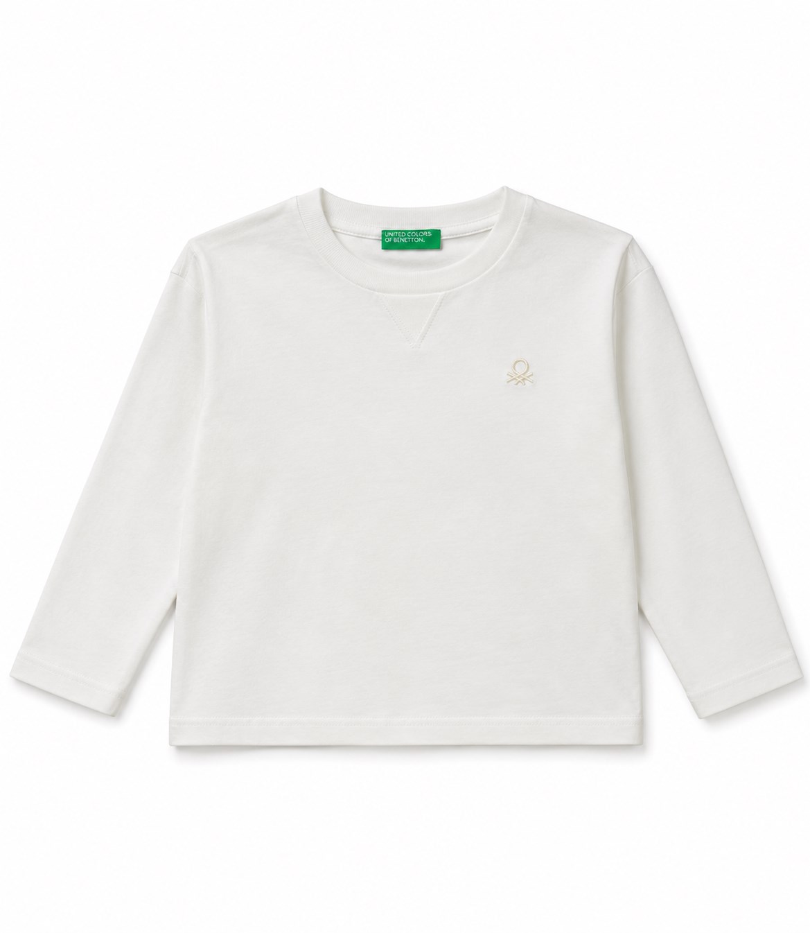 Benetton Basic Bisiklet Yaka Pamuklu Erkek Çocuk Tshirt 6-14 Yaş EKRU