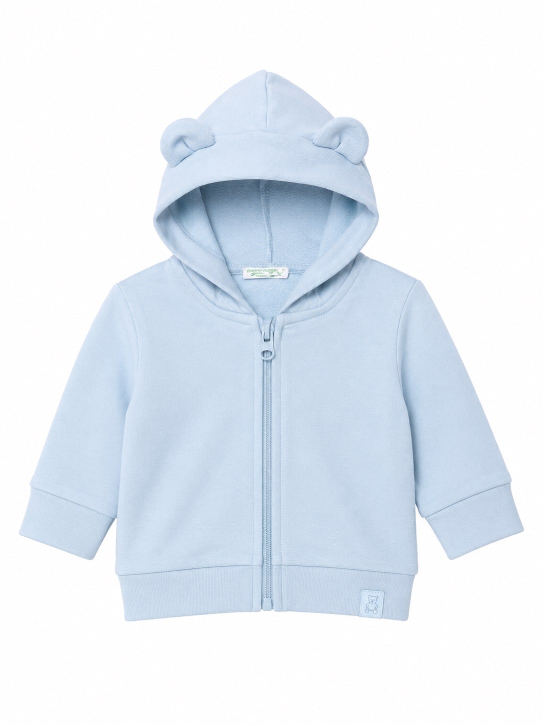 Benetton Bebek Kapişonlu Fermuarlı Ceket 3-18 Ay AÇIK MAVİ