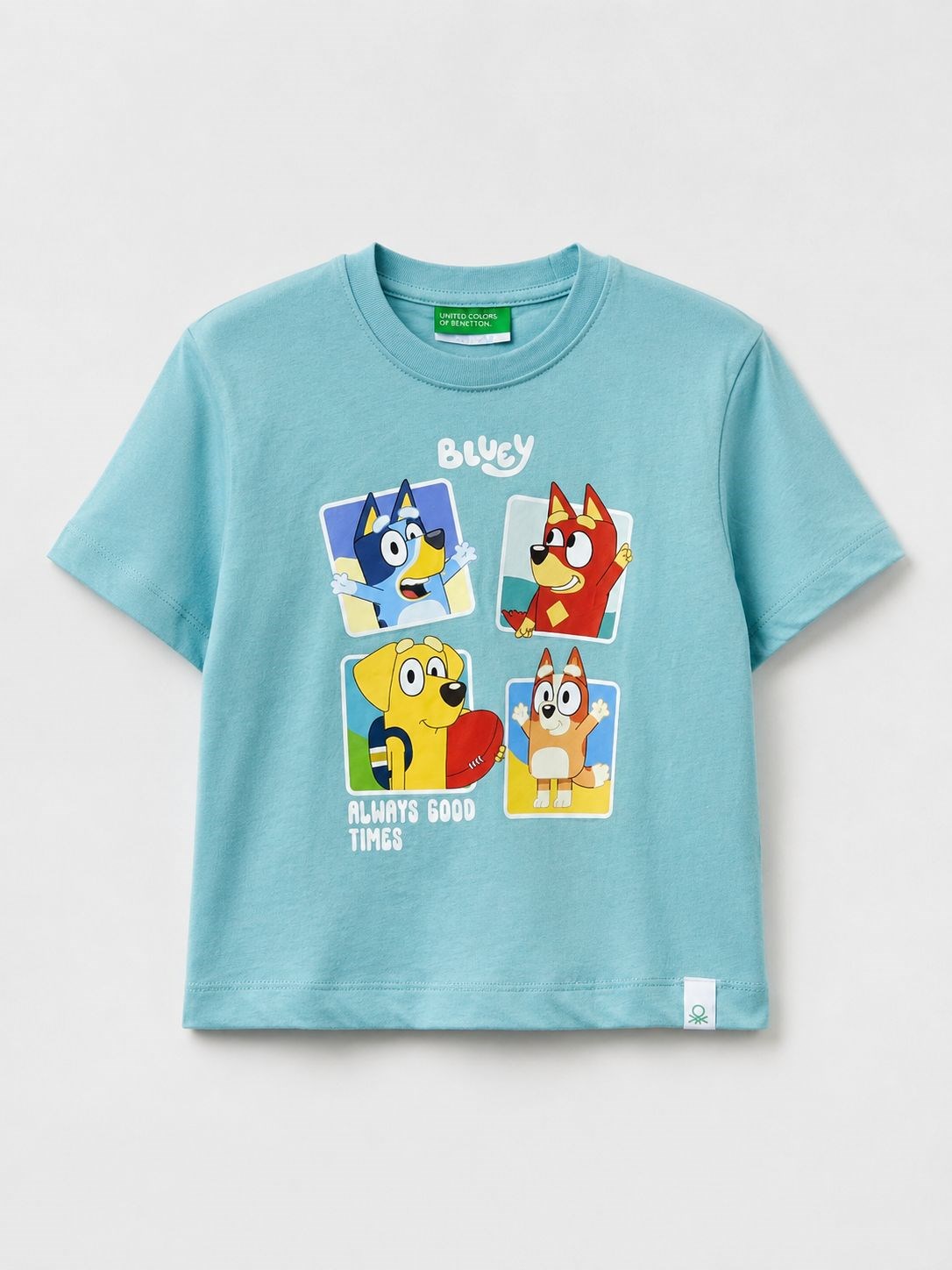 Benetton Erkek Bebek Bluey Baskılı  Tişört 12 Ay 6 Yaş SU YEŞİLİ