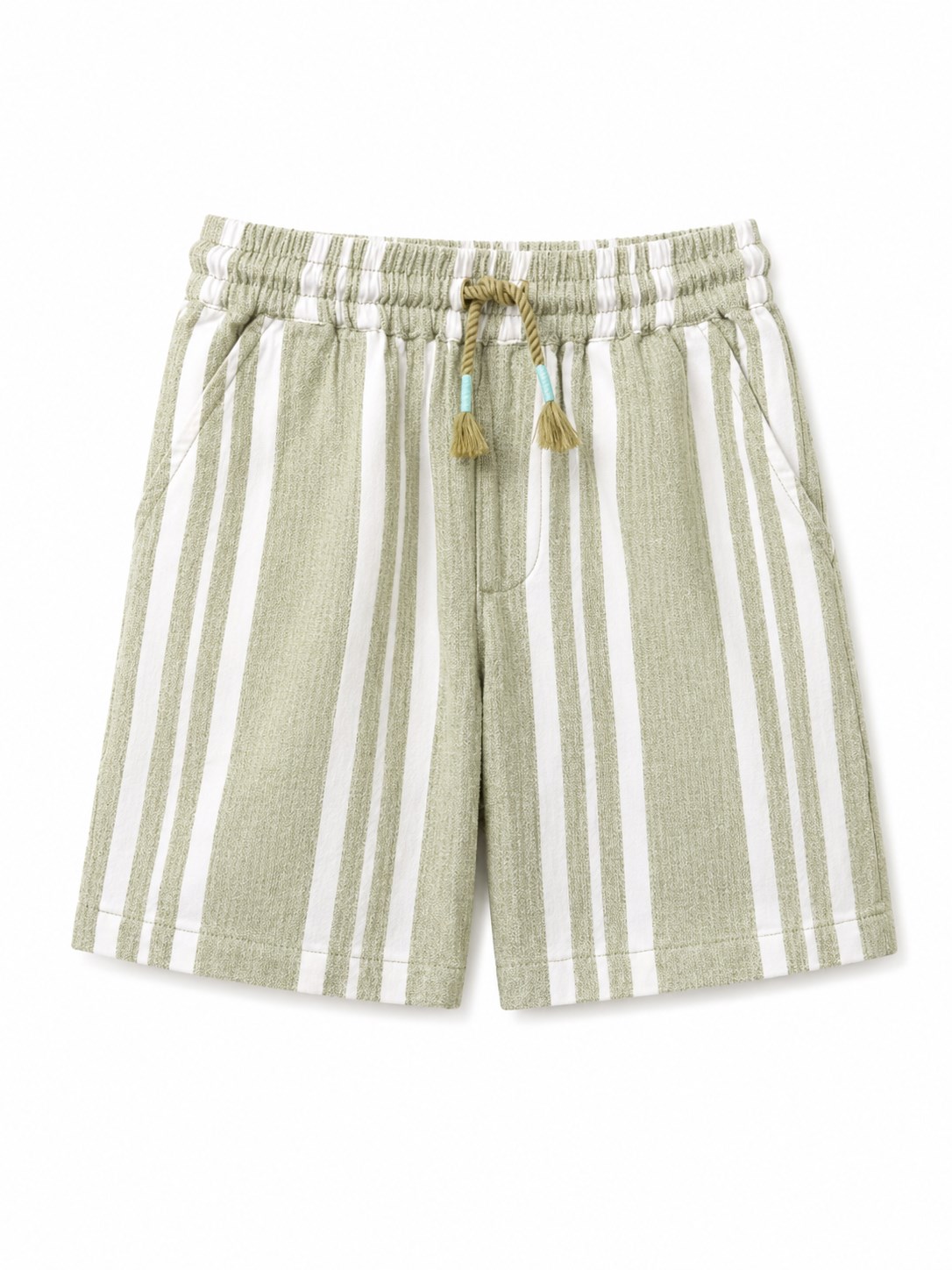 Benetton Erkek Bebek Çizgili Bermuda Şort EKRU - YEŞİL
