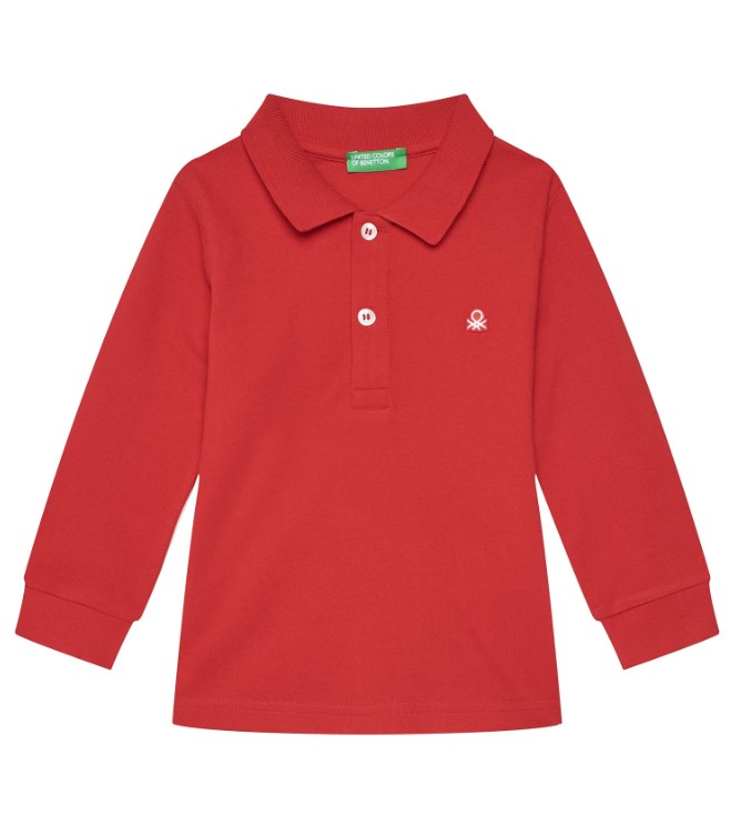 Benetton Erkek Bebek Gömlek Yaka Uzun Kollu Tişört 1-6 Yaş KIRMIZI
