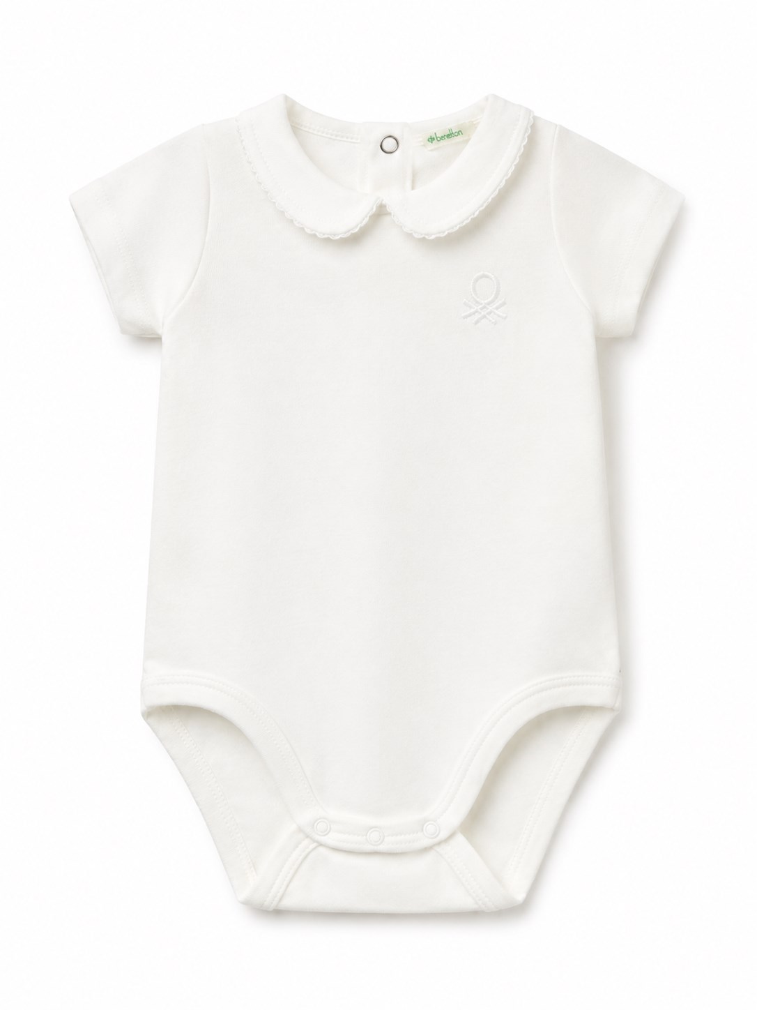 Benetton Erkek Bebek Yaka Detaylı Zıbın 6 Ay 18 Ay BEYAZ