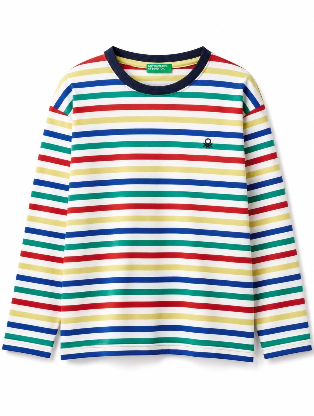 Benetton Erkek Çocuk Çizgili Uzun Kollu Tişört 6-14 Yaş BEYAZ
