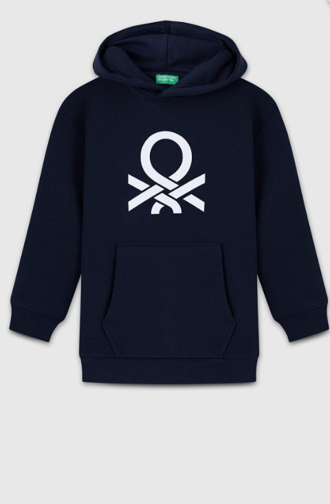 Benetton Erkek Çocuk Kapişonlu Cepli Sweatshirt 4-14 Yaş LACİVERT