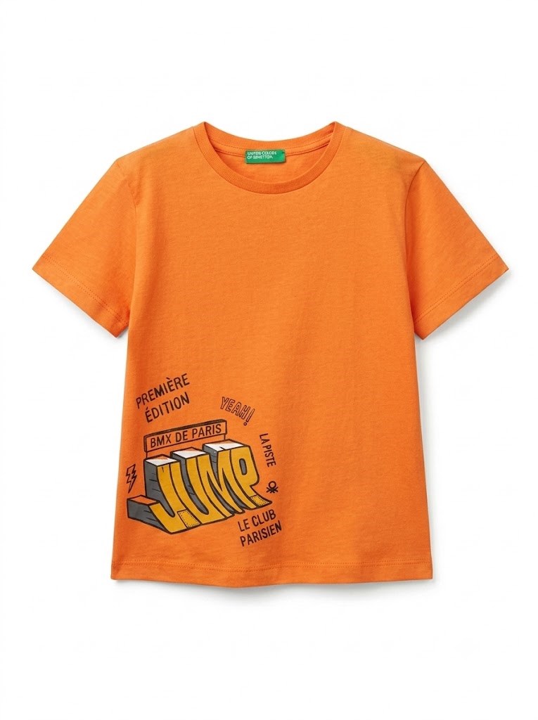 Benetton Erkek Çocuk Kısa Kollu Tişört 1-6 Yaş TURUNCU