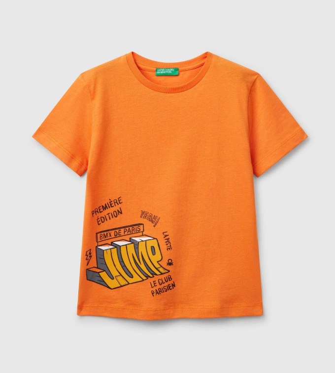 Benetton Erkek Çocuk Kısa Kollu Tişört 1-6 Yaş TURUNCU