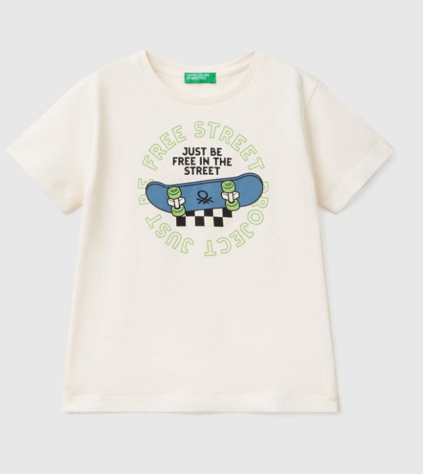 Benetton Erkek Çocuk Kısa Kollu Tişört 1-6 Yaş BEYAZ