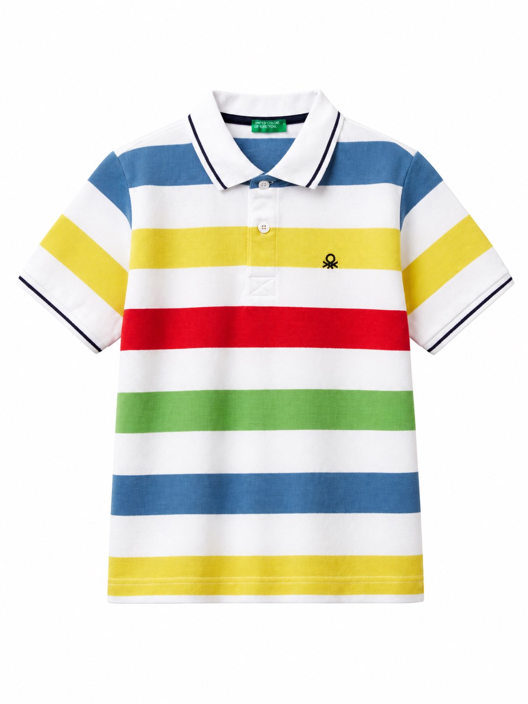 Benetton Erkek Çocuk Renkli Çizili T-shırt BEYAZ