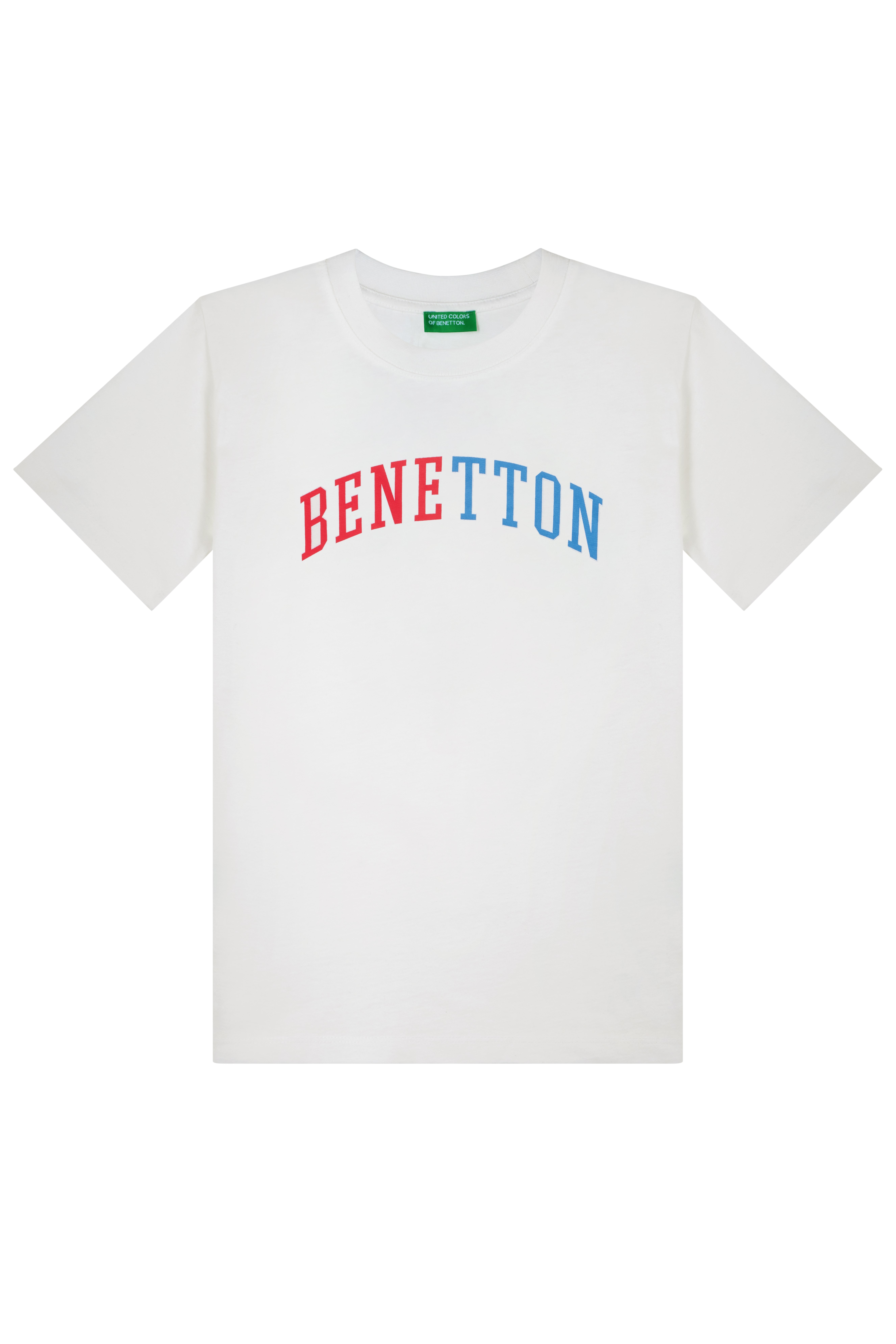 Benetton Erkek Çocuk Yazı Baskılı Tişört 4-14 Yaş EKRU