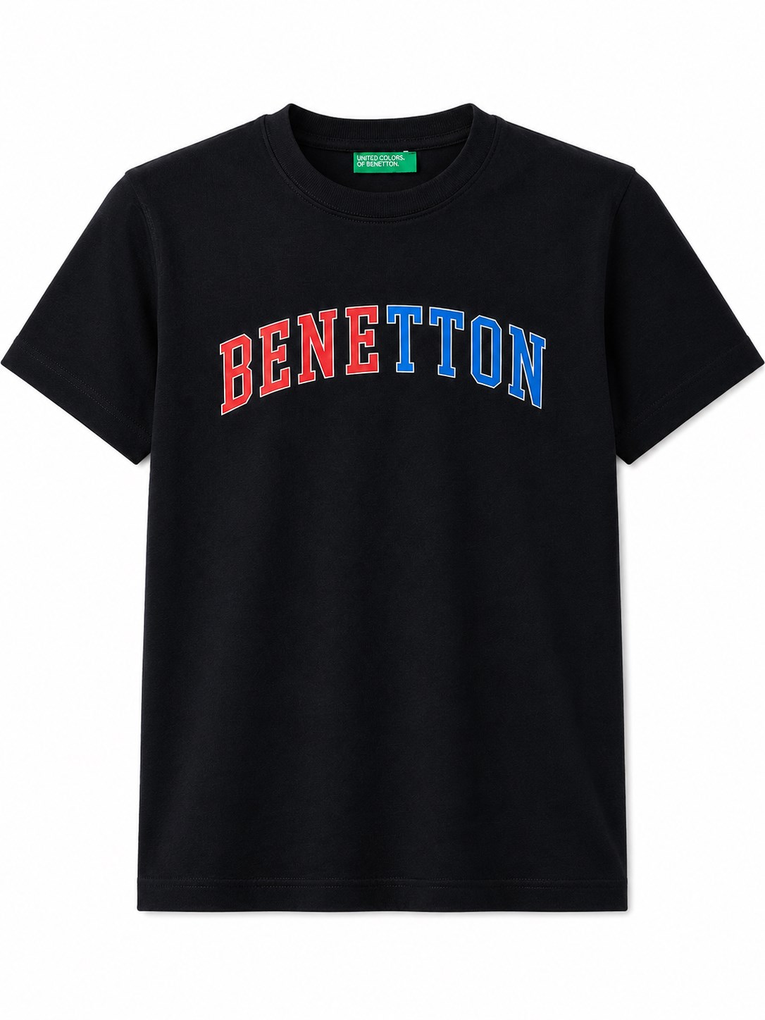 Benetton Erkek Çocuk Yazı Baskılı Tişört 4-14 Yaş SİYAH