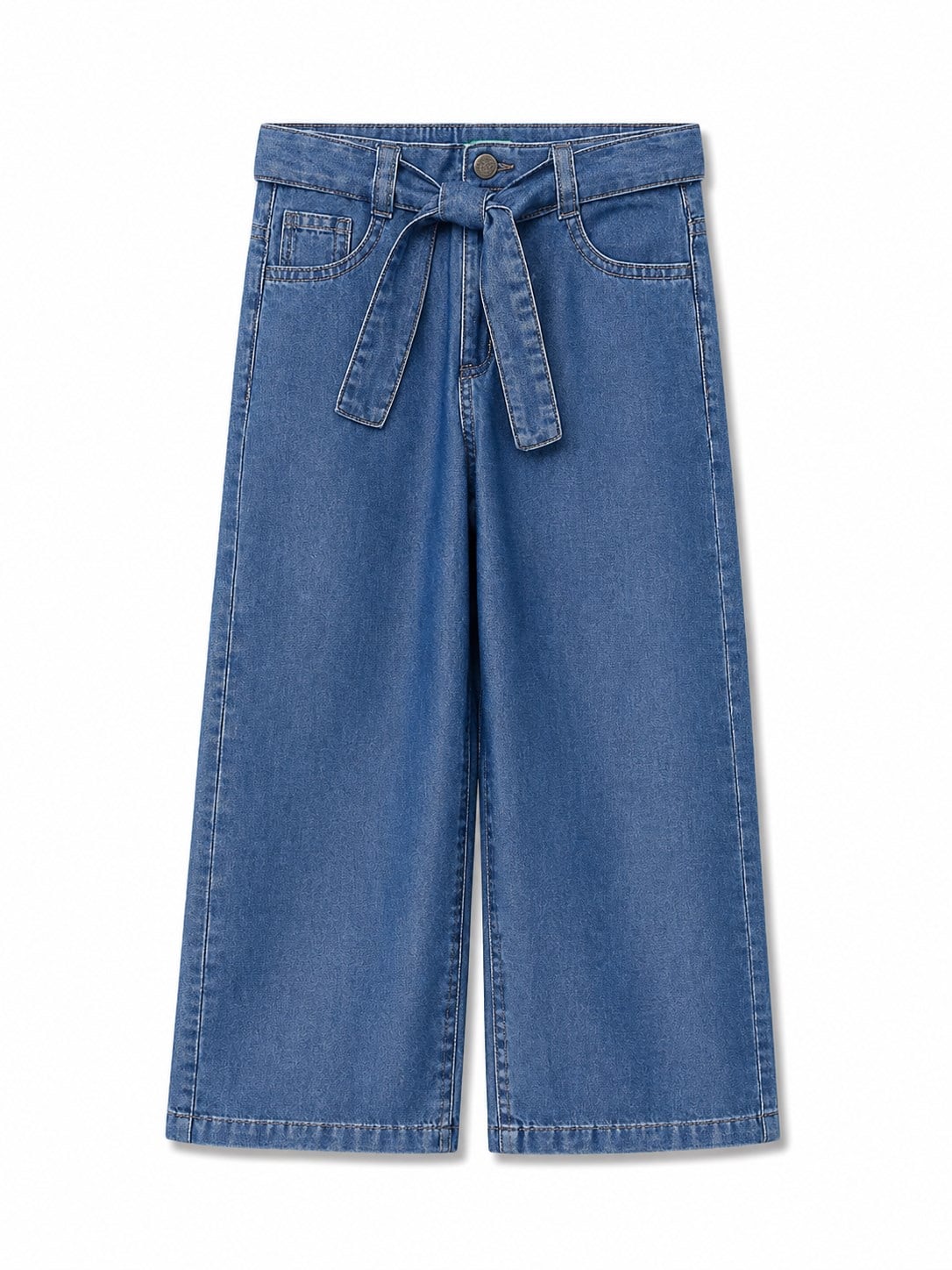 Benetton Kız Bebek Bağ Detay Denim Pantolon MAVİ