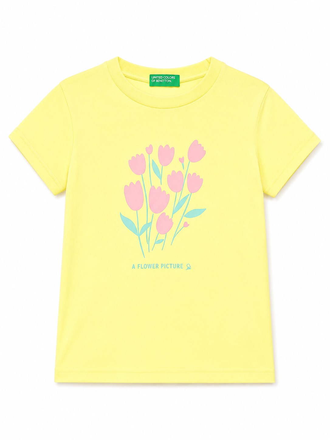 Benetton Kız Bebek Baskılı T-Shirt SARI