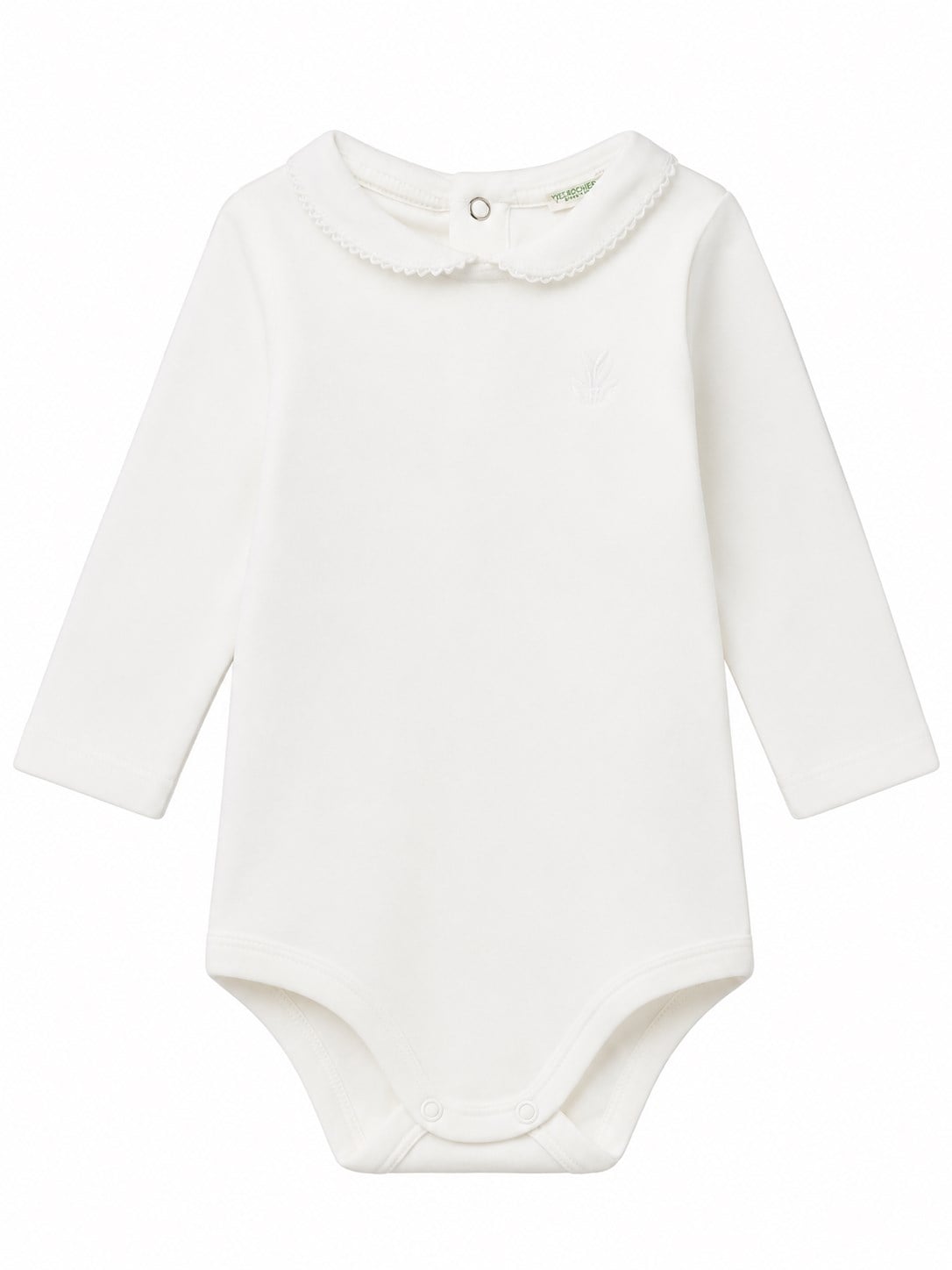 Benetton Kız Bebek Bebe Yaka Uzun Kollu Pamuklu Çıtçıtlı Body Zıbın 0-12 Ay BEYAZ