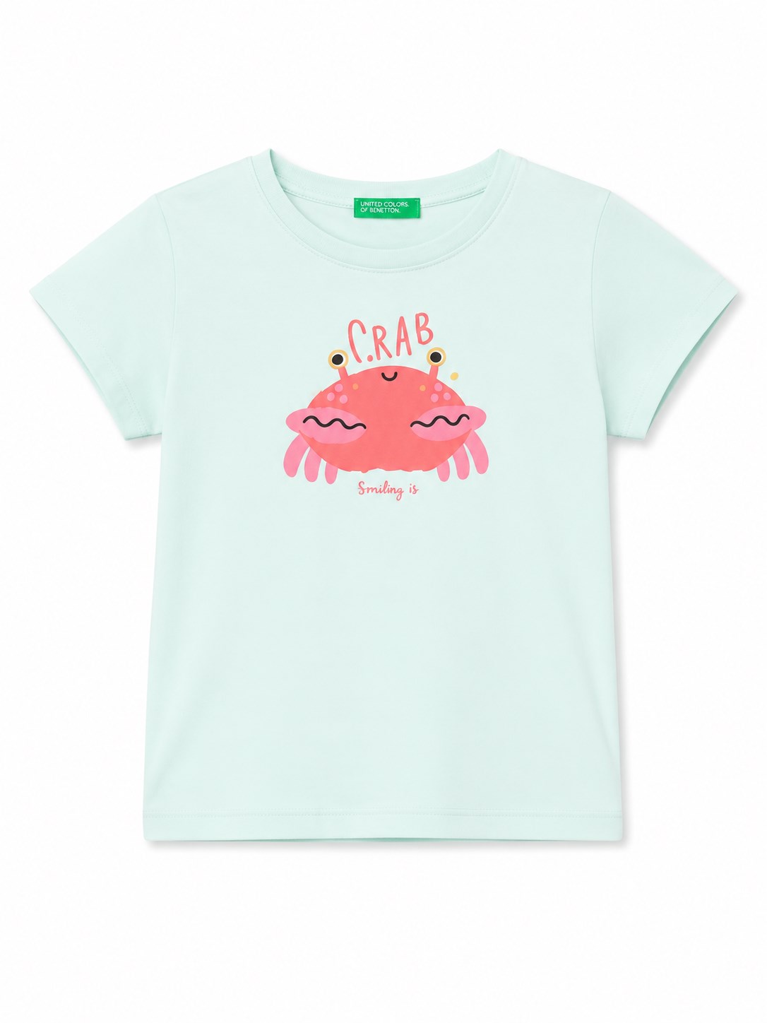 Benetton Kız Bebek Yengeç Baskı T-Shırt SU YEŞİLİ