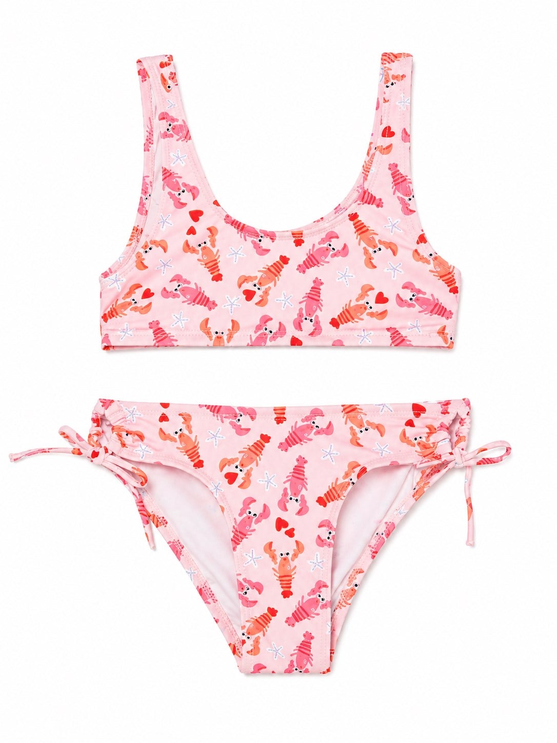 Benetton Kız Çocuk Ayarlanabilir Baskı Detaylı Bikini 3-9 Yaş AÇIK PEMBE