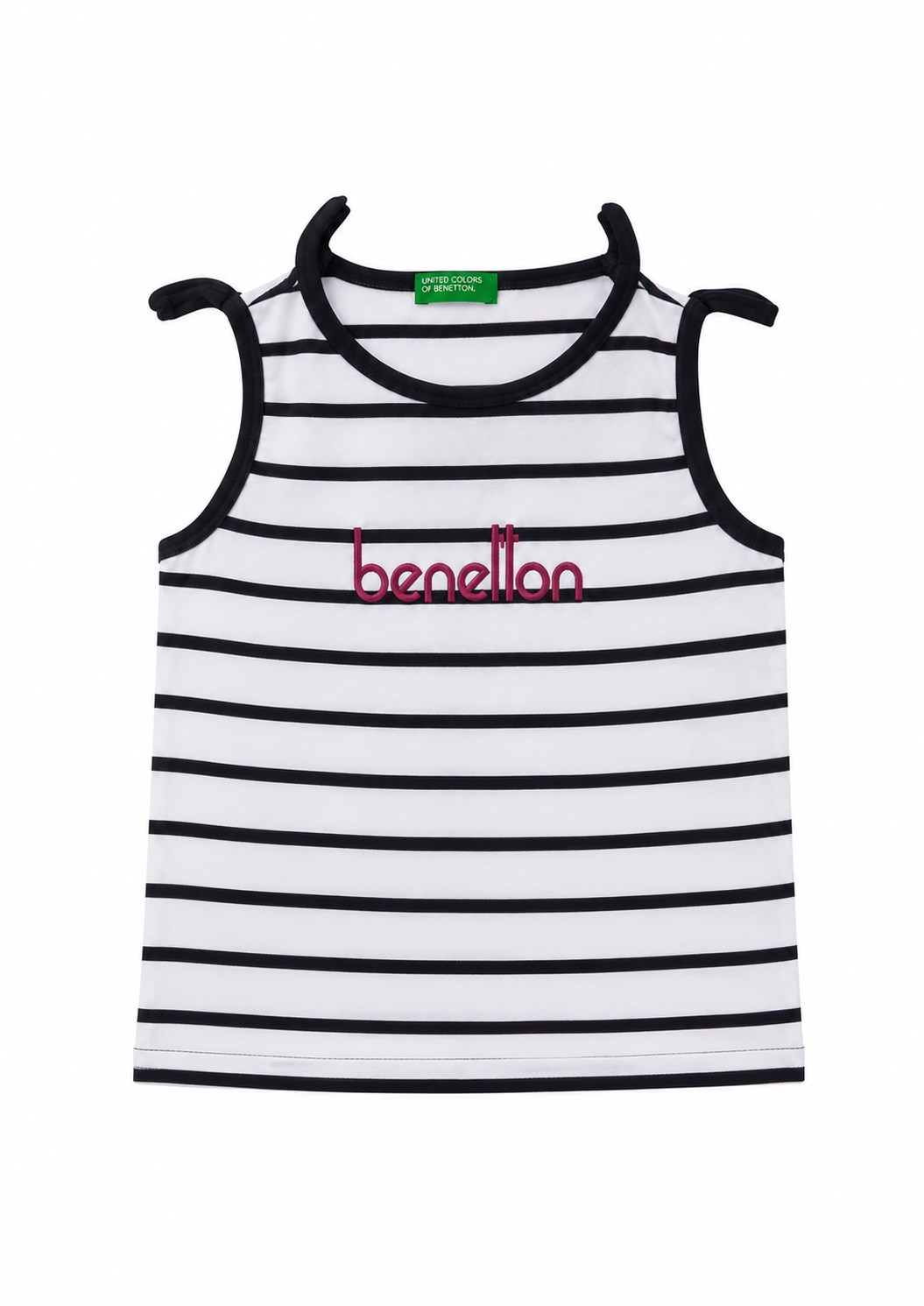 Benetton Kız Çocuk Çizgili Yazı Detaylı Bluz 4-14 Yaş LACİVERT