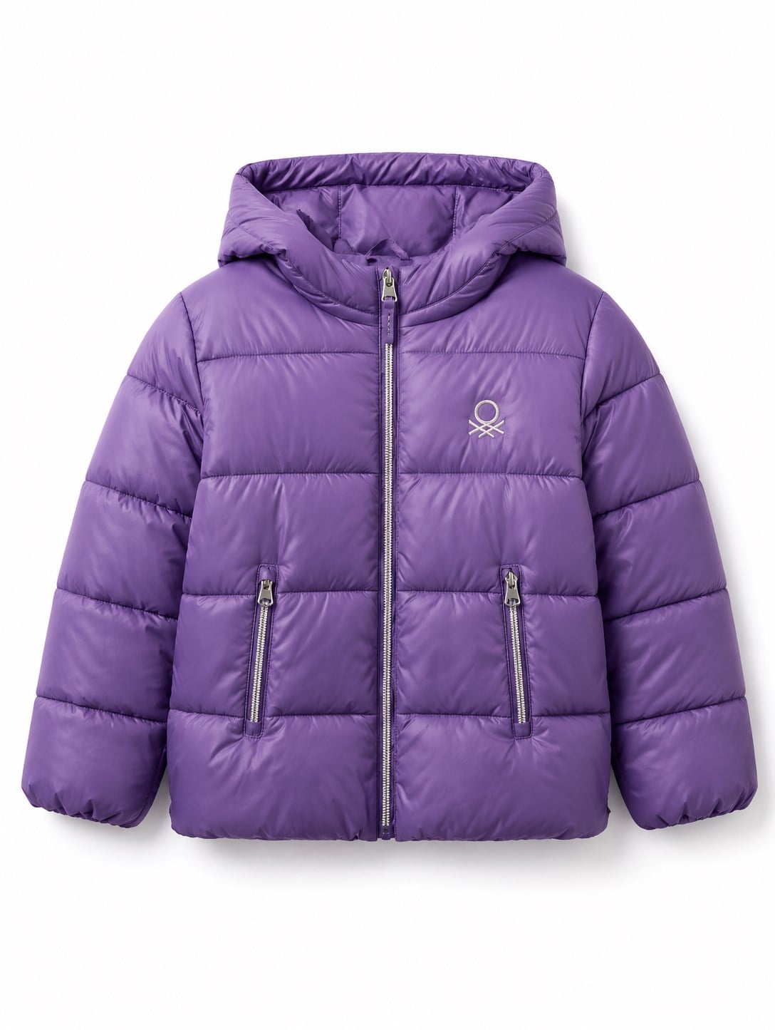 Benetton Kız Çocuk Simli Logo Baskı Şardonlu Mont 6-14 Yaş MOR