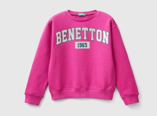 Benetton Kız Çocuk Simli Sweatshirt 6-14 Yaş GRİ MELANJ