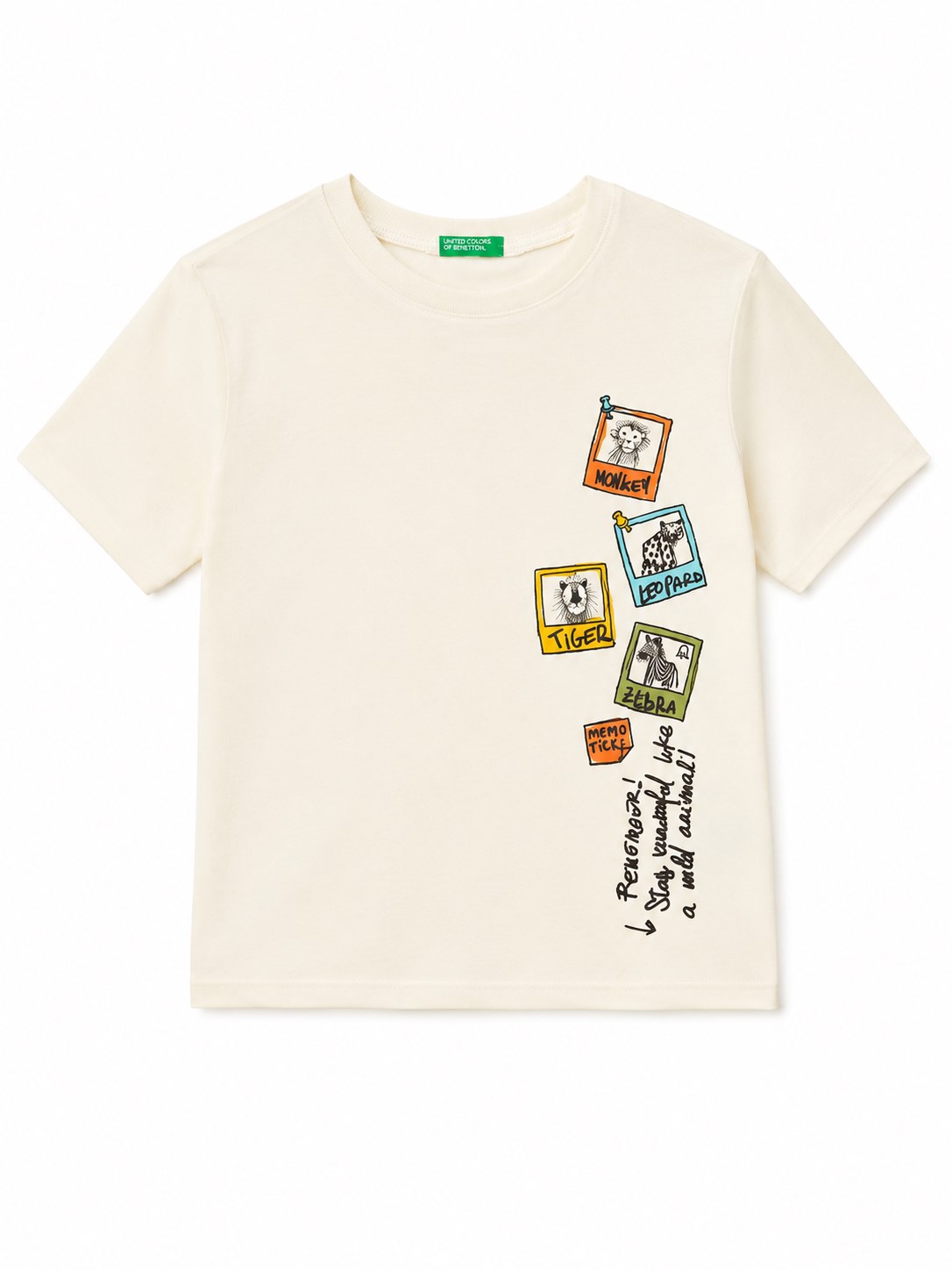 Bennetton Erkek Bebek Hayvan Figürlü T-shirt EKRU