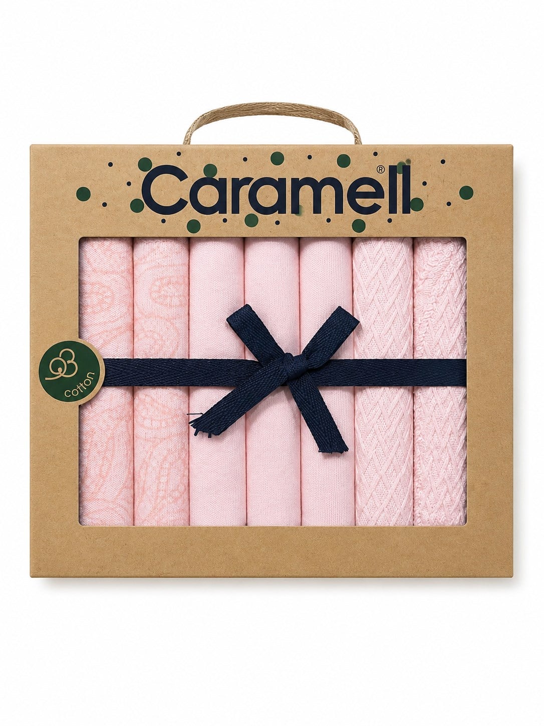 Caramell %100 Organik Pamuk Kutulu 7'li Bebek Ağız Mendili Seti PEMBE