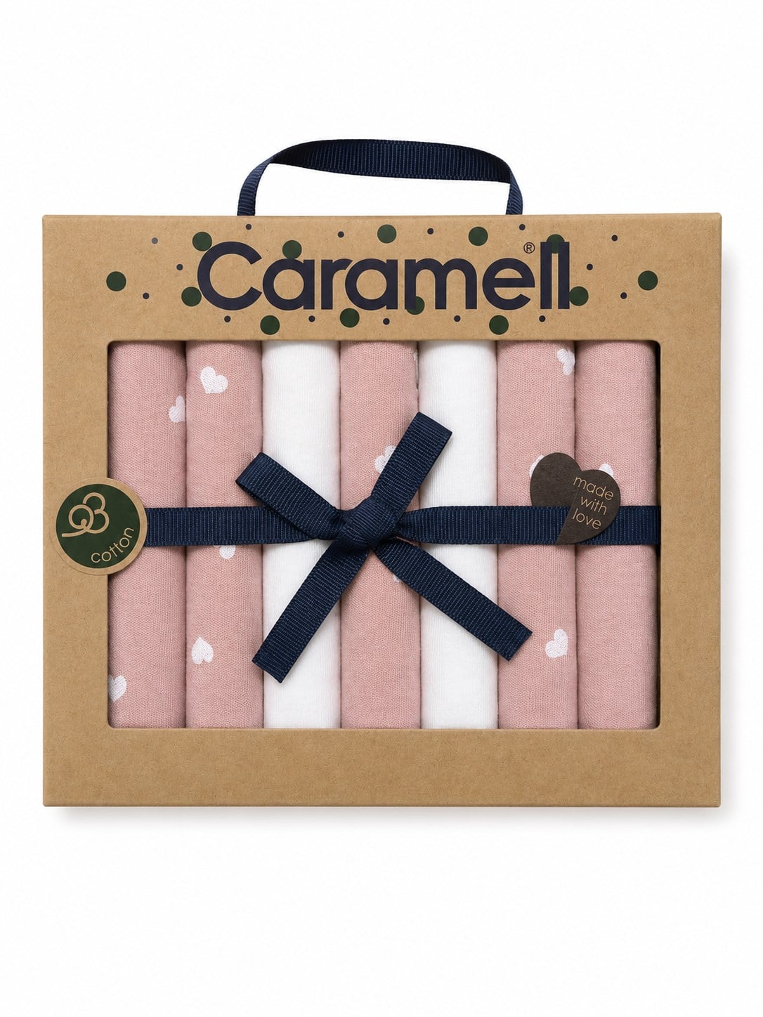Caramell %100 Organik Pamuk Kutulu 7'li Bebek Ağız Mendili Seti GÜL KURUSU