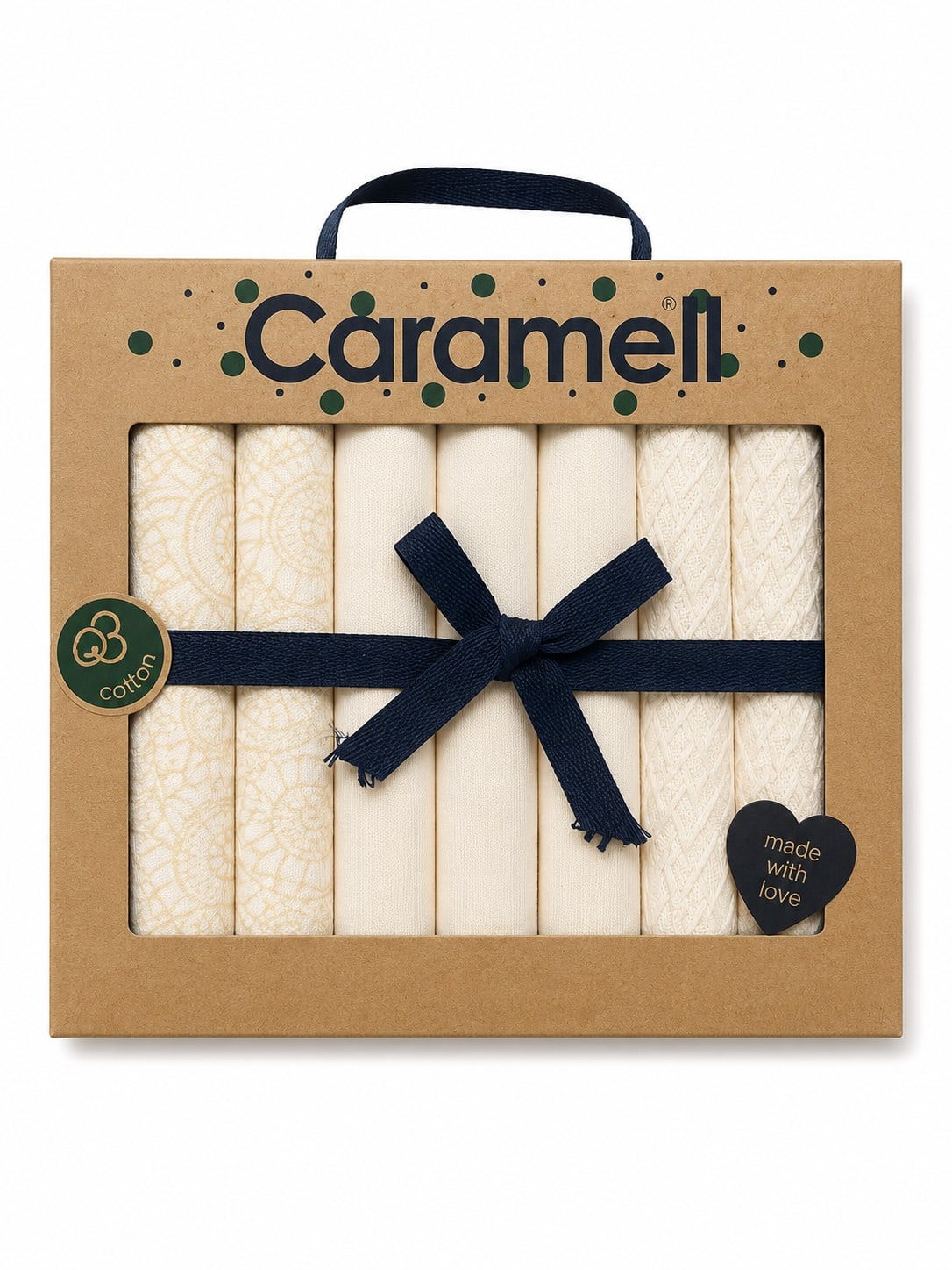 Caramell %100 Organik Pamuk Kutulu 7'li Bebek Ağız Mendili Seti SARI
