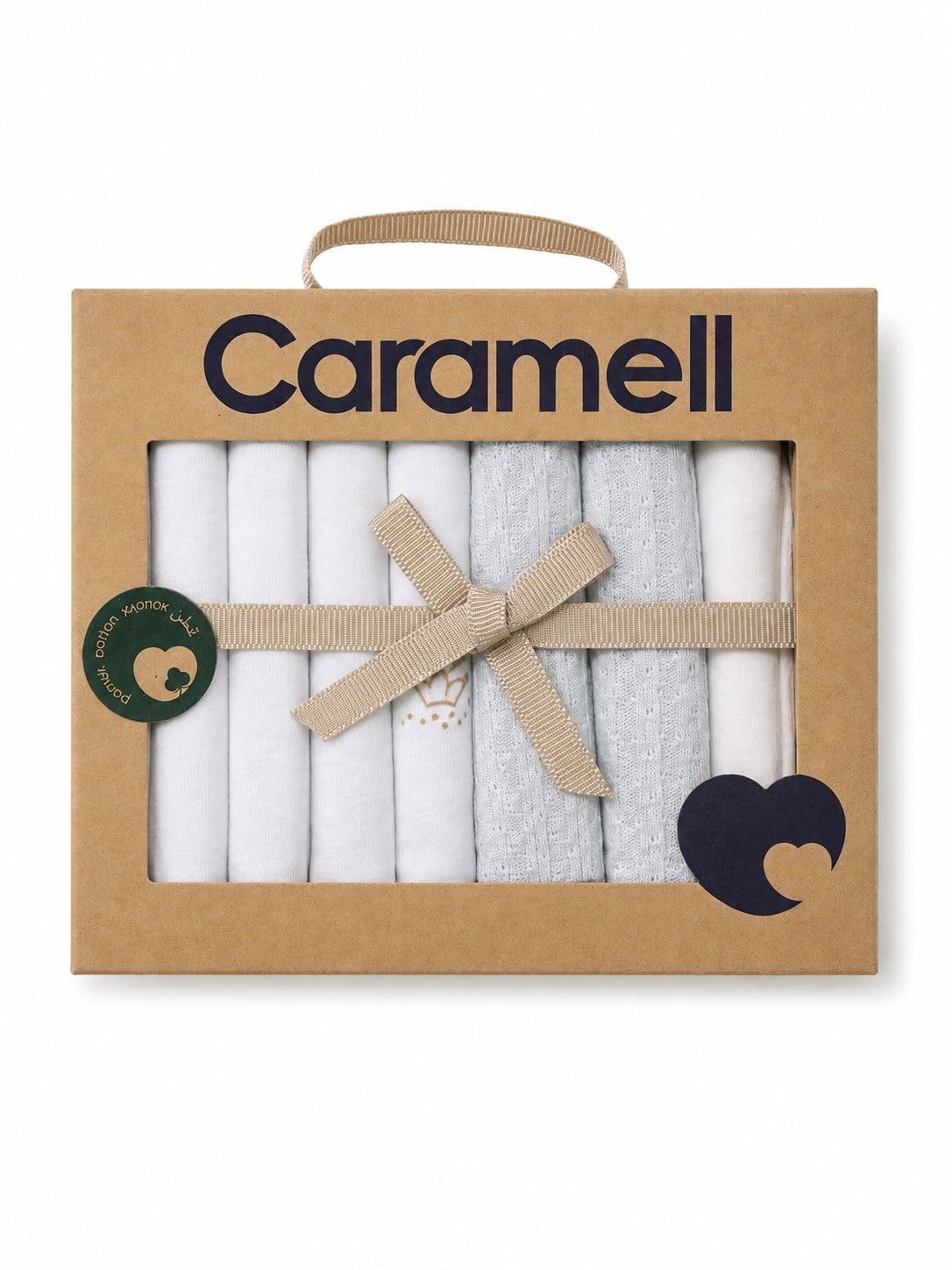 Caramell %100 Organik Pamuk Kutulu 7'li Bebek Ağız Mendili Seti MAVİ