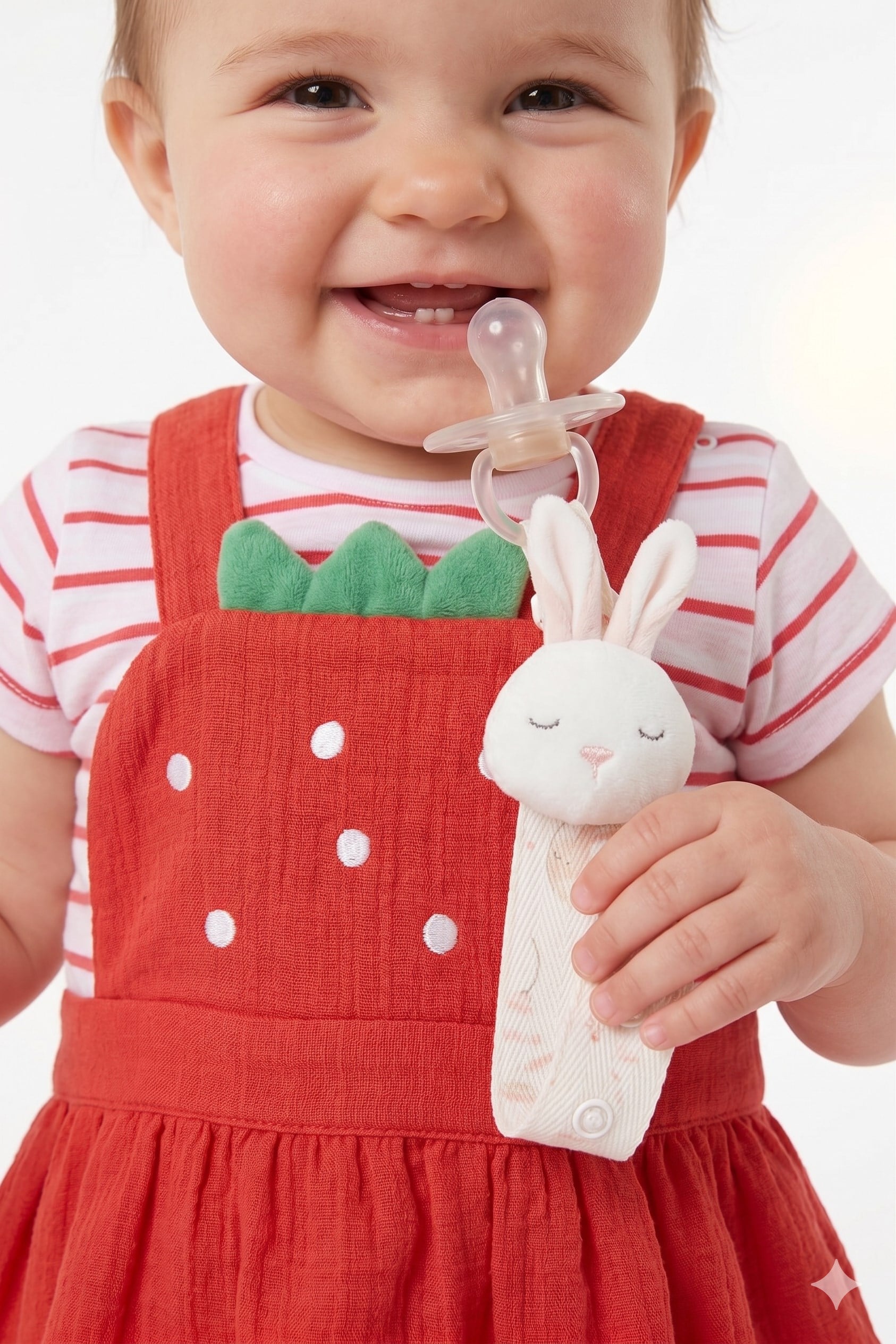 Caramell Bebek Hayvan Motifli Emzik Askısı 0-12 Ay EKRU